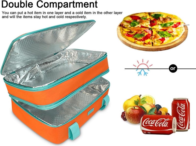 Vuudh Expandable Casserole Carrier Bag - Double Decker Food Bag, Insulated Casserole Carrier for Hot or Cold Food, Lasagna Holder Tote for Picnics,Beaches,Traveling or Gifts - Image 3